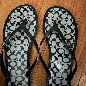 Womens coach black flip flop size 6